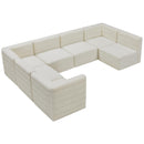  Manufacturer Color_Cream -- Quincy 126" Cream Velvet Upholstered Comfort 7 pc Modular Sectional IMAGE 7