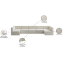  Manufacturer Color_Cream -- Quincy 157" Cream Velvet Upholstered Comfort 7 pc Modular Sectional IMAGE 15