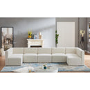  Manufacturer Color_Cream -- Quincy 157" Cream Velvet Upholstered Comfort 7 pc Modular Sectional IMAGE 2