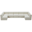  Manufacturer Color_Cream -- Quincy 157" Cream Velvet Upholstered Comfort 7 pc Modular Sectional IMAGE 4