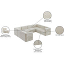  Manufacturer Color_Cream -- Quincy 126" Cream Velvet Upholstered Comfort 8 pc Modular Sectional IMAGE 16
