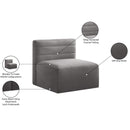  Manufacturer Color_Grey -- Quincy Grey Velvet Upholstered Comfort Modular Armless Chair IMAGE 15