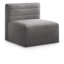  Manufacturer Color_Grey -- Quincy Grey Velvet Upholstered Comfort Modular Armless Chair IMAGE 1