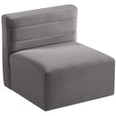  Manufacturer Color_Grey -- Quincy Grey Velvet Upholstered Comfort Modular Armless Chair IMAGE 4