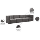  Manufacturer Color_Grey -- Quincy 126" Grey Velvet Upholstered Comfort 4 pc Modular Sofa IMAGE 15