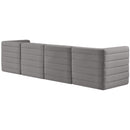  Manufacturer Color_Grey -- Quincy 126" Grey Velvet Upholstered Comfort 4 pc Modular Sofa IMAGE 3