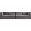  Manufacturer Color_Grey -- Quincy 126" Grey Velvet Upholstered Comfort 4 pc Modular Sofa IMAGE 4
