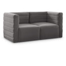  Manufacturer Color_Grey -- Quincy 63" Grey Velvet Upholstered Comfort 2 pc Modular Loveseat IMAGE 1