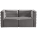  Manufacturer Color_Grey -- Quincy 63" Grey Velvet Upholstered Comfort 2 pc Modular Loveseat IMAGE 4
