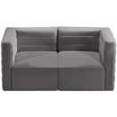  Manufacturer Color_Grey -- Quincy 63" Grey Velvet Upholstered Comfort 2 pc Modular Loveseat IMAGE 5
