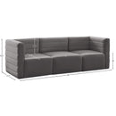  Manufacturer Color_Grey -- Quincy 95" Grey Velvet Upholstered Comfort 3 pc Modular Sofa IMAGE 14