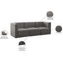  Manufacturer Color_Grey -- Quincy 95" Grey Velvet Upholstered Comfort 3 pc Modular Sofa IMAGE 15