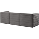  Manufacturer Color_Grey -- Quincy 95" Grey Velvet Upholstered Comfort 3 pc Modular Sofa IMAGE 3