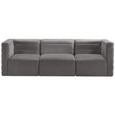 Manufacturer Color_Grey -- Quincy 95" Grey Velvet Upholstered Comfort 3 pc Modular Sofa IMAGE 4