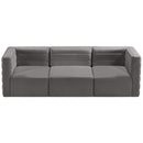  Manufacturer Color_Grey -- Quincy 95" Grey Velvet Upholstered Comfort 3 pc Modular Sofa IMAGE 5