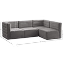  Manufacturer Color_Grey -- Quincy 95" Grey Velvet Upholstered Comfort 4 pc Modular Sectional IMAGE 14