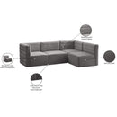  Manufacturer Color_Grey -- Quincy 95" Grey Velvet Upholstered Comfort 4 pc Modular Sectional IMAGE 15