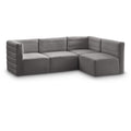  Manufacturer Color_Grey -- Quincy 95" Grey Velvet Upholstered Comfort 4 pc Modular Sectional IMAGE 1