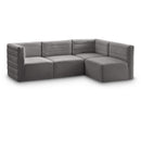  Manufacturer Color_Grey -- Quincy 95" Grey Velvet Upholstered Comfort 4 pc Modular Sectional IMAGE 1