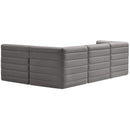  Manufacturer Color_Grey -- Quincy 95" Grey Velvet Upholstered Comfort 4 pc Modular Sectional IMAGE 3