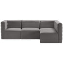  Manufacturer Color_Grey -- Quincy 95" Grey Velvet Upholstered Comfort 4 pc Modular Sectional IMAGE 4