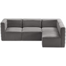  Manufacturer Color_Grey -- Quincy 95" Grey Velvet Upholstered Comfort 4 pc Modular Sectional IMAGE 5