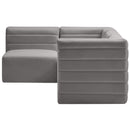  Manufacturer Color_Grey -- Quincy 95" Grey Velvet Upholstered Comfort 4 pc Modular Sectional IMAGE 6