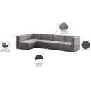  Manufacturer Color_Grey -- Quincy 126" Grey Velvet Upholstered Comfort 5 pc Modular Sectional IMAGE 15
