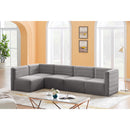  Manufacturer Color_Grey -- Quincy 126" Grey Velvet Upholstered Comfort 5 pc Modular Sectional IMAGE 2