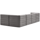  Manufacturer Color_Grey -- Quincy 126" Grey Velvet Upholstered Comfort 5 pc Modular Sectional IMAGE 3