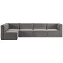  Manufacturer Color_Grey -- Quincy 126" Grey Velvet Upholstered Comfort 5 pc Modular Sectional IMAGE 4