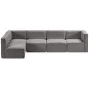  Manufacturer Color_Grey -- Quincy 126" Grey Velvet Upholstered Comfort 5 pc Modular Sectional IMAGE 5