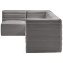  Manufacturer Color_Grey -- Quincy 126" Grey Velvet Upholstered Comfort 5 pc Modular Sectional IMAGE 6