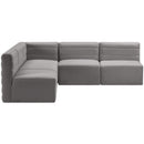  Manufacturer Color_Grey -- Quincy 94" Grey Velvet Upholstered Comfort 5 pc Modular Sectional IMAGE 4