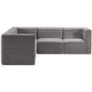 Manufacturer Color_Grey -- Quincy 95" Grey Velvet Upholstered Comfort 5 pc Modular Sectional IMAGE 4