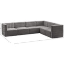  Manufacturer Color_Grey -- Quincy 126" Grey Velvet Upholstered Comfort 6 pc Modular Sectional IMAGE 14