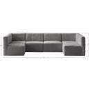  Manufacturer Color_Grey -- Quincy 126" Grey Velvet Upholstered Comfort 6 pc Modular Sectional IMAGE 14