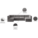  Manufacturer Color_Grey -- Quincy 126" Grey Velvet Upholstered Comfort 6 pc Modular Sectional IMAGE 15