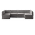  Manufacturer Color_Grey -- Quincy 126" Grey Velvet Upholstered Comfort 6 pc Modular Sectional IMAGE 1