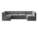  Manufacturer Color_Grey -- Quincy 126" Grey Velvet Upholstered Comfort 6 pc Modular Sectional IMAGE 1