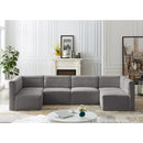  Manufacturer Color_Grey -- Quincy 126" Grey Velvet Upholstered Comfort 6 pc Modular Sectional IMAGE 2