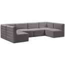  Manufacturer Color_Grey -- Quincy 126" Grey Velvet Upholstered Comfort 6 pc Modular Sectional IMAGE 5