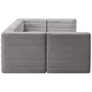  Manufacturer Color_Grey -- Quincy 126" Grey Velvet Upholstered Comfort 6 pc Modular Sectional IMAGE 6