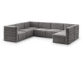  Manufacturer Color_Grey -- Quincy 126" Grey Velvet Upholstered Comfort 7 pc Modular Sectional IMAGE 1