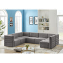  Manufacturer Color_Grey -- Quincy 126" Grey Velvet Upholstered Comfort 7 pc Modular Sectional IMAGE 2