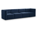  Manufacturer Color_Navy -- Quincy 126" Navy Velvet Upholstered Comfort 4 pc Modular Sofa IMAGE 1