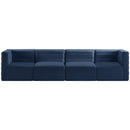  Manufacturer Color_Navy -- Quincy 126" Navy Velvet Upholstered Comfort 4 pc Modular Sofa IMAGE 4