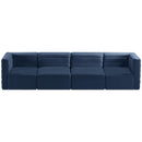  Manufacturer Color_Navy -- Quincy 126" Navy Velvet Upholstered Comfort 4 pc Modular Sofa IMAGE 5
