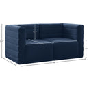  Manufacturer Color_Navy -- Quincy 63" Navy Velvet Upholstered Comfort 2 pc Modular Loveseat IMAGE 14