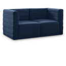  Manufacturer Color_Navy -- Quincy 63" Navy Velvet Upholstered Comfort 2 pc Modular Loveseat IMAGE 1